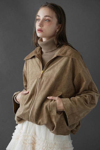 suede like logo blouson