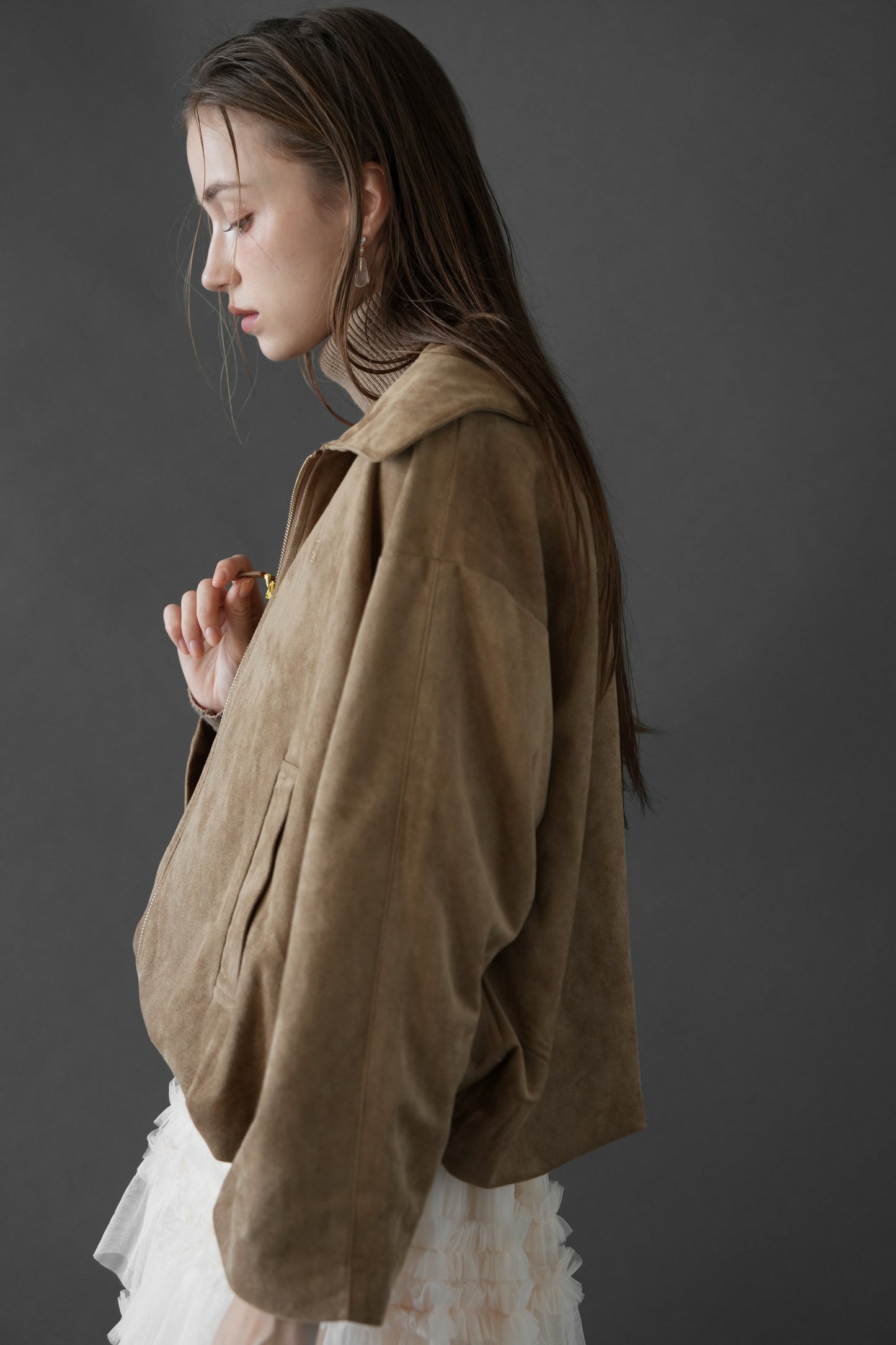 suede like logo blouson