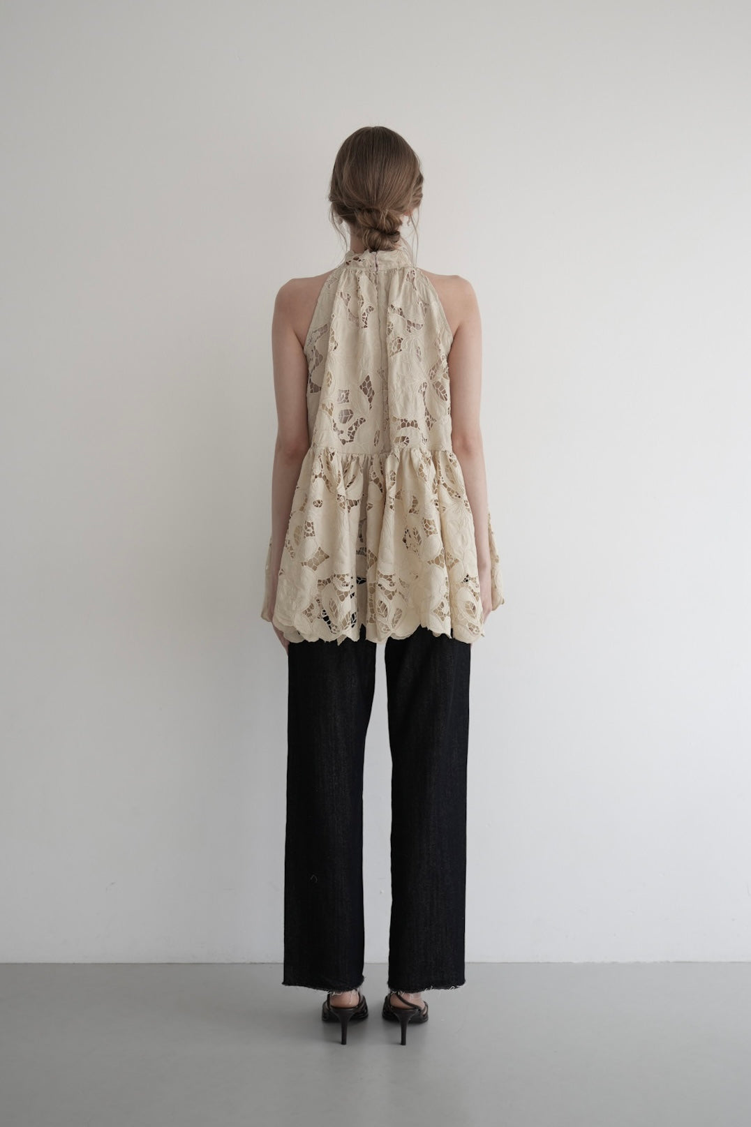flower lace gather tops