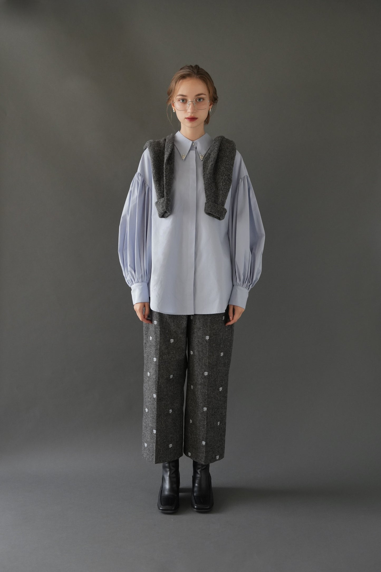 bijou collar volume shirt