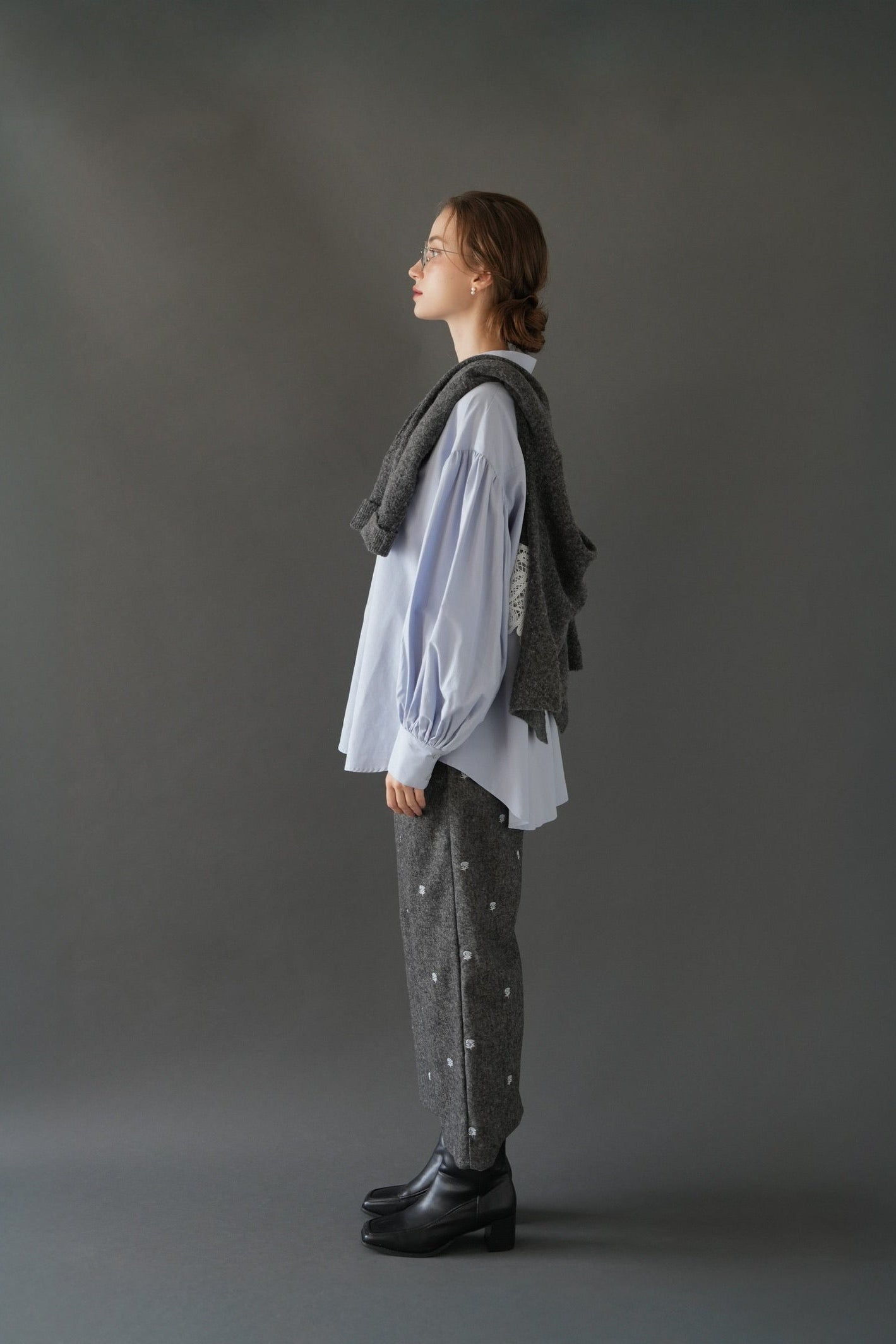 bijou collar volume shirt