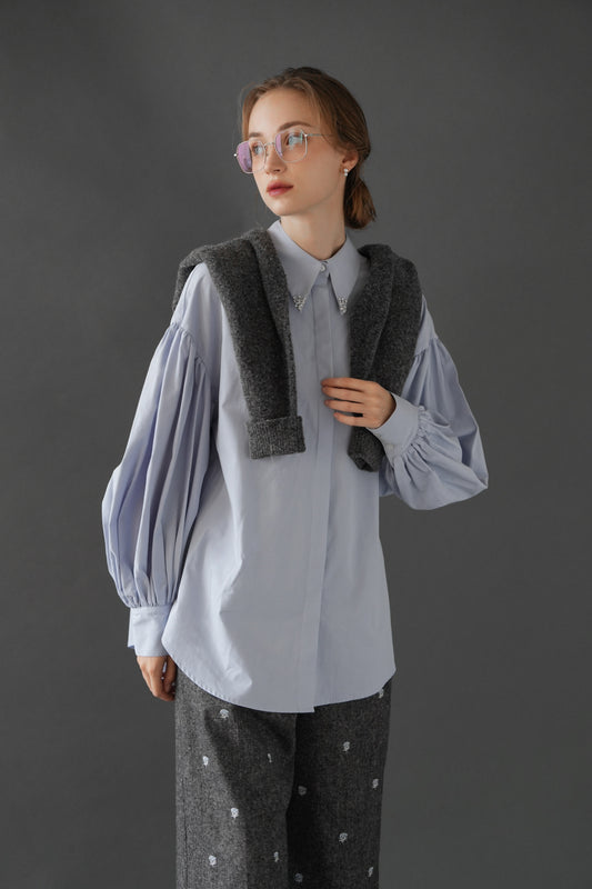 bijou collar volume shirt