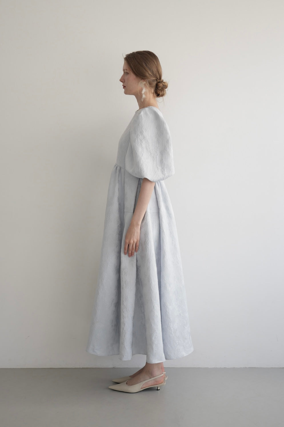 puff sleeve flare one-piece