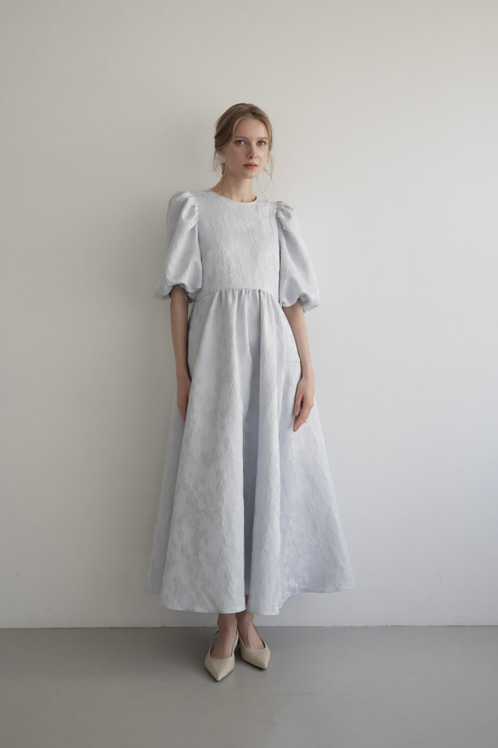 puff sleeve flare one-piece