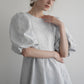 puff sleeve flare one-piece