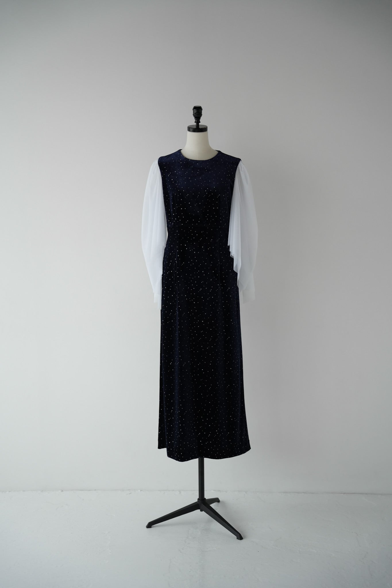 velour dot long dress