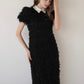 lame fringe puff dress
