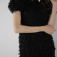 lame fringe puff dress