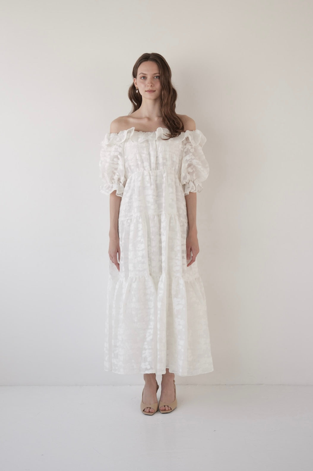 frill collar tiered one-piece