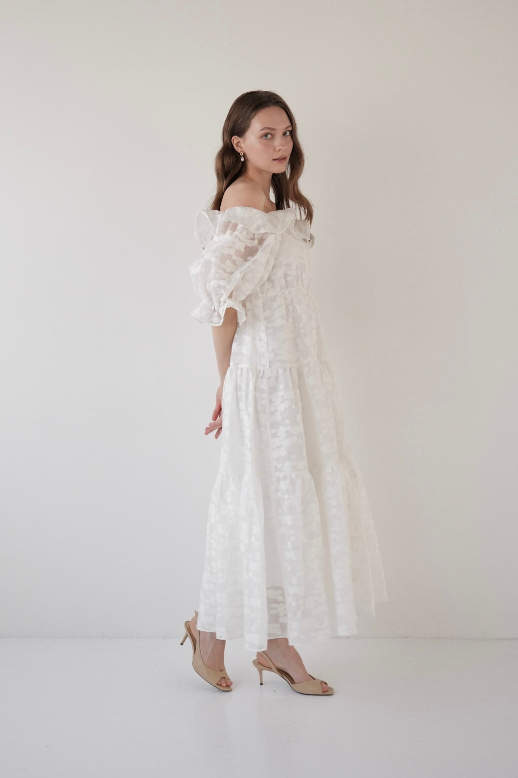 frill collar tiered one-piece