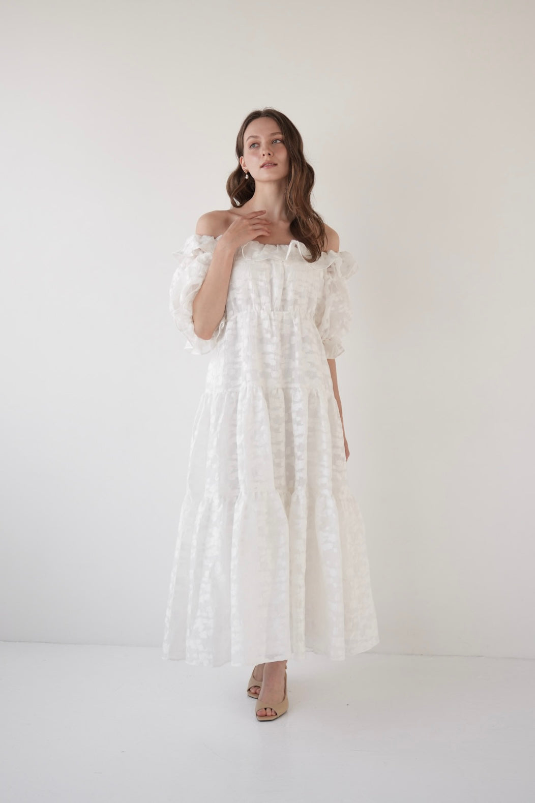 frill collar tiered one-piece