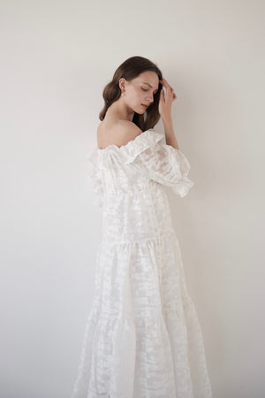 frill collar tiered one-piece – Acka online store