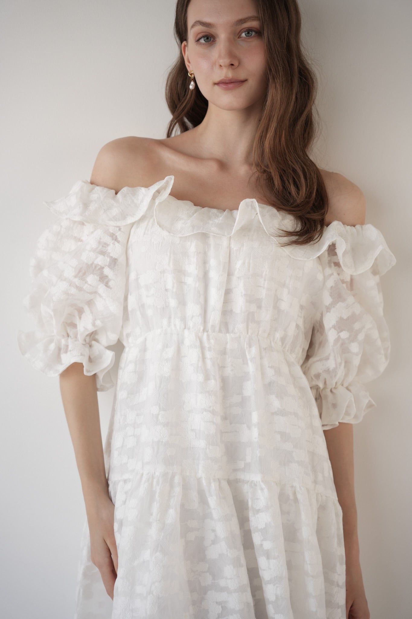 frill collar tiered one-piece