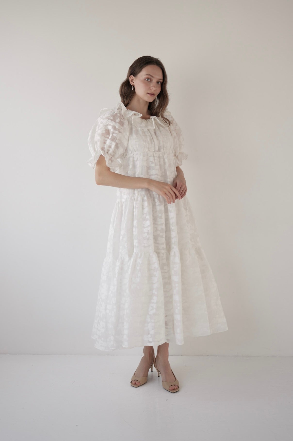 frill collar tiered one-piece