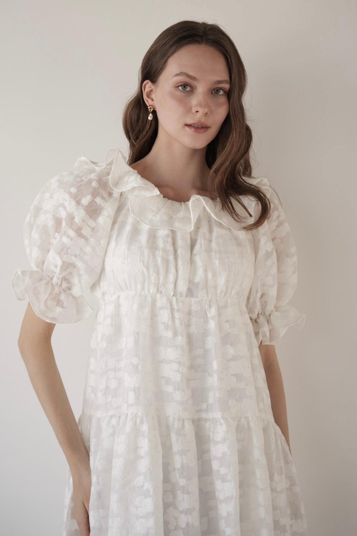 frill collar tiered one-piece