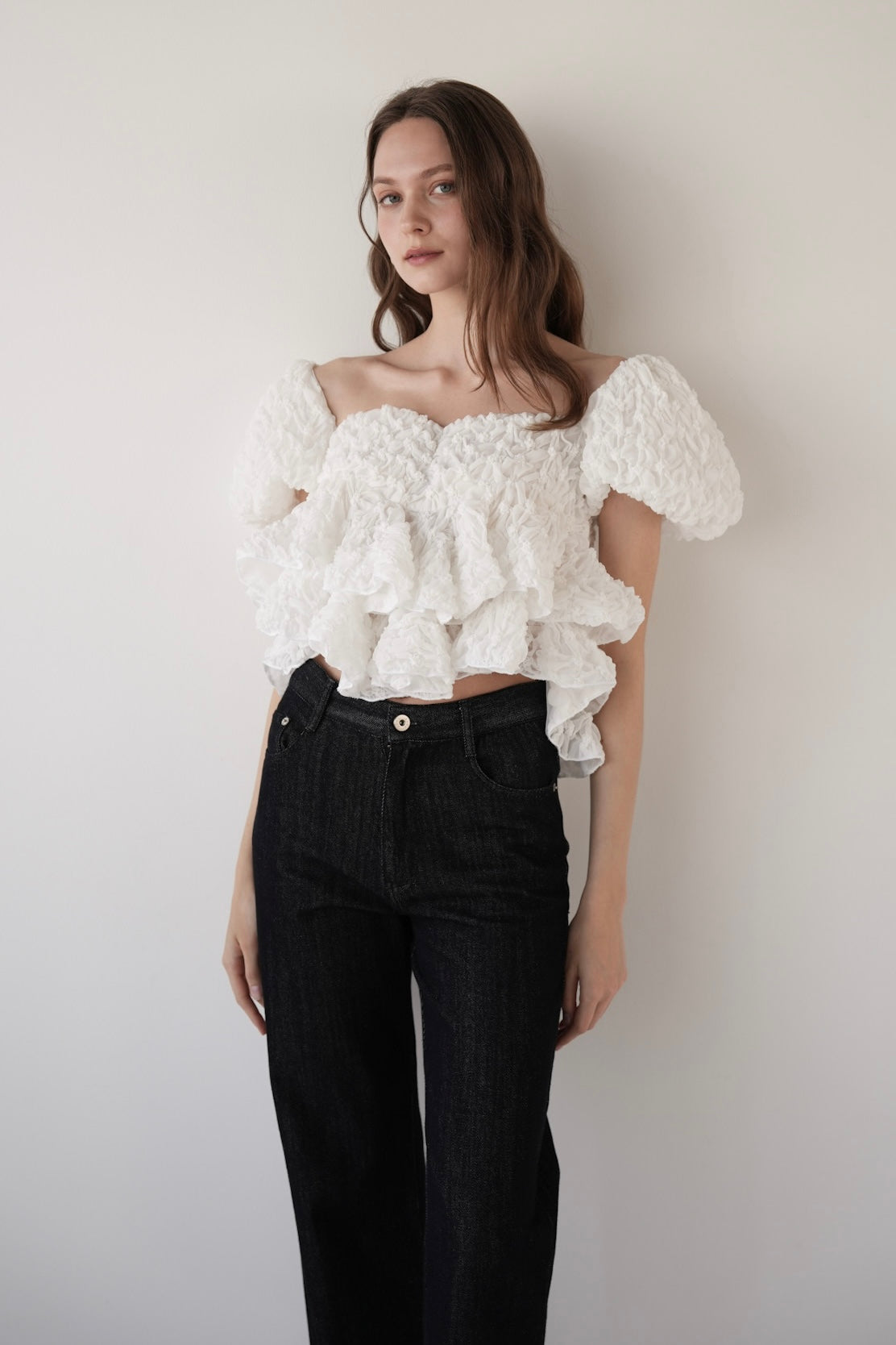 トップス Acka jacquard peplum bustier TOPS – Acka online store