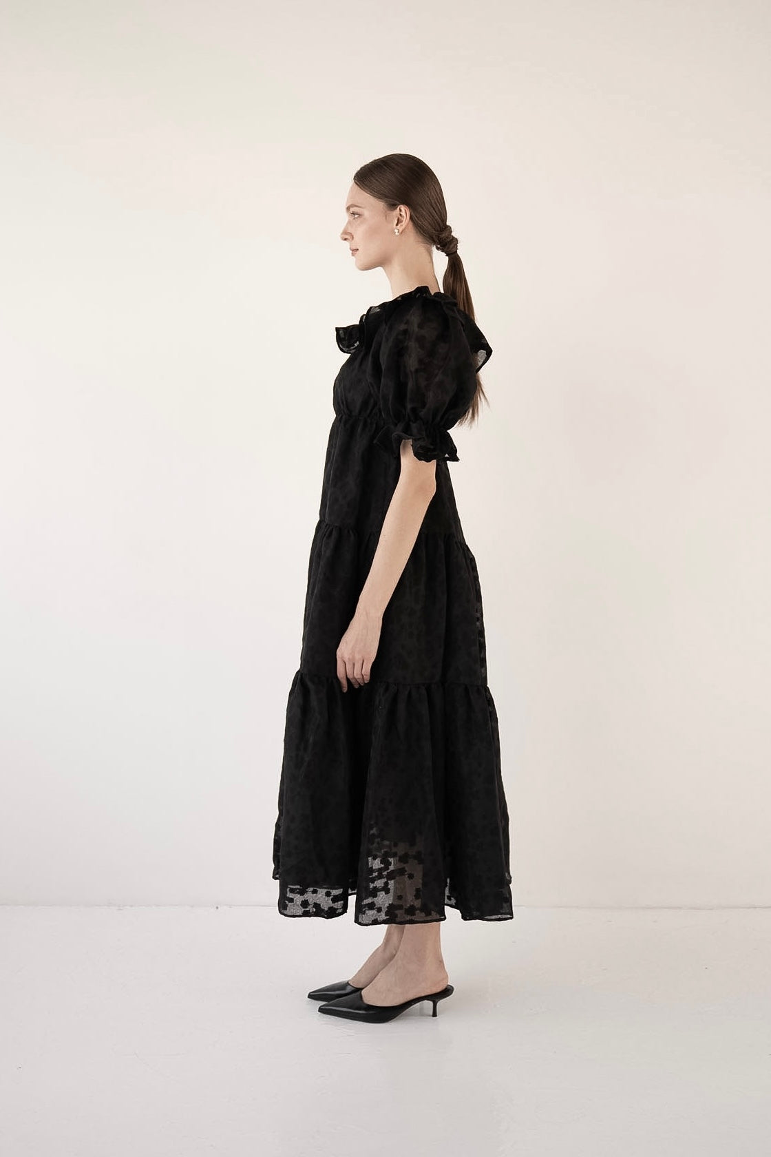 frill collar tiered one-piece