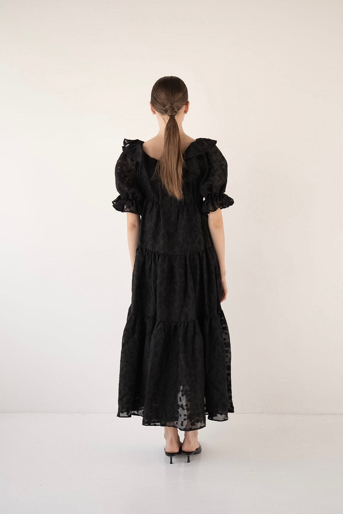 frill collar tiered one-piece