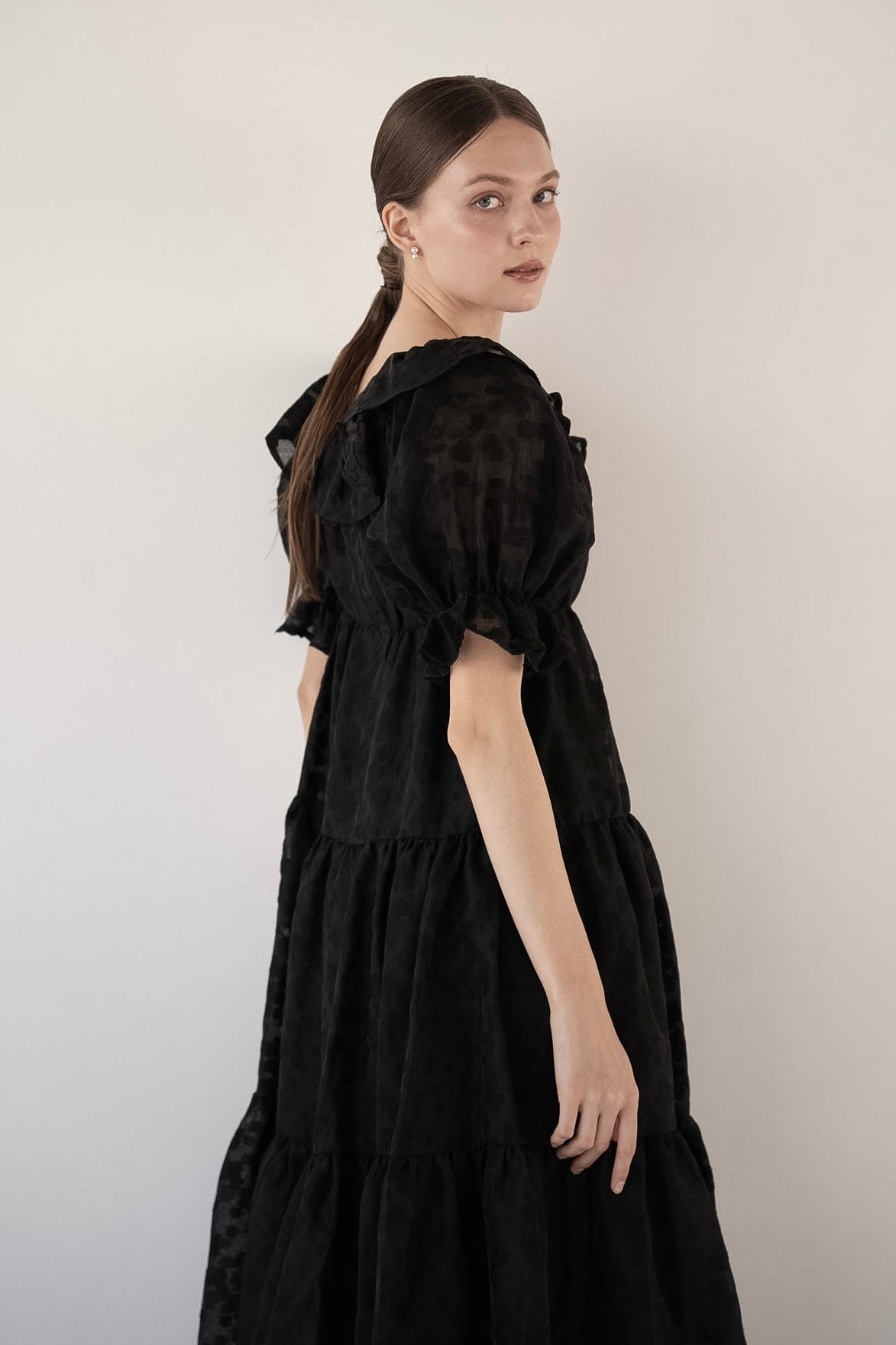 frill collar tiered one-piece