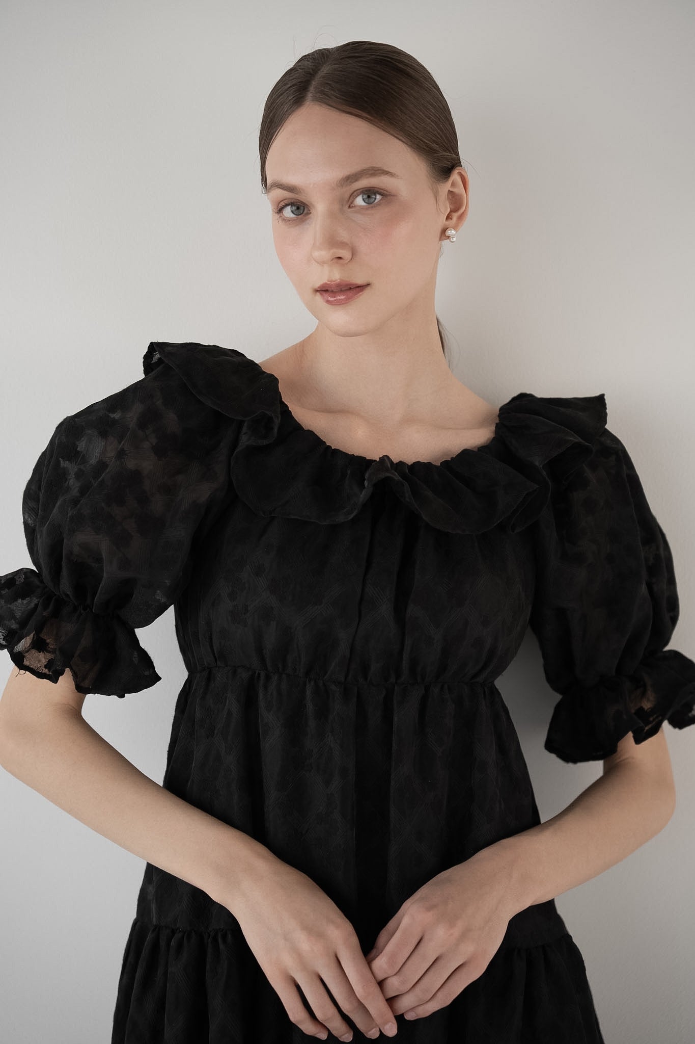 frill collar tiered one-piece