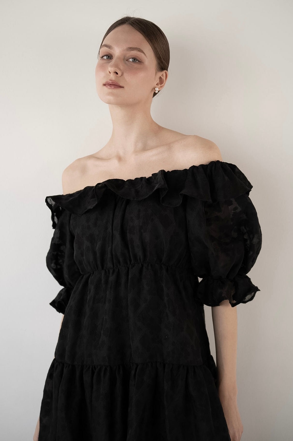 frill collar tiered one-piece