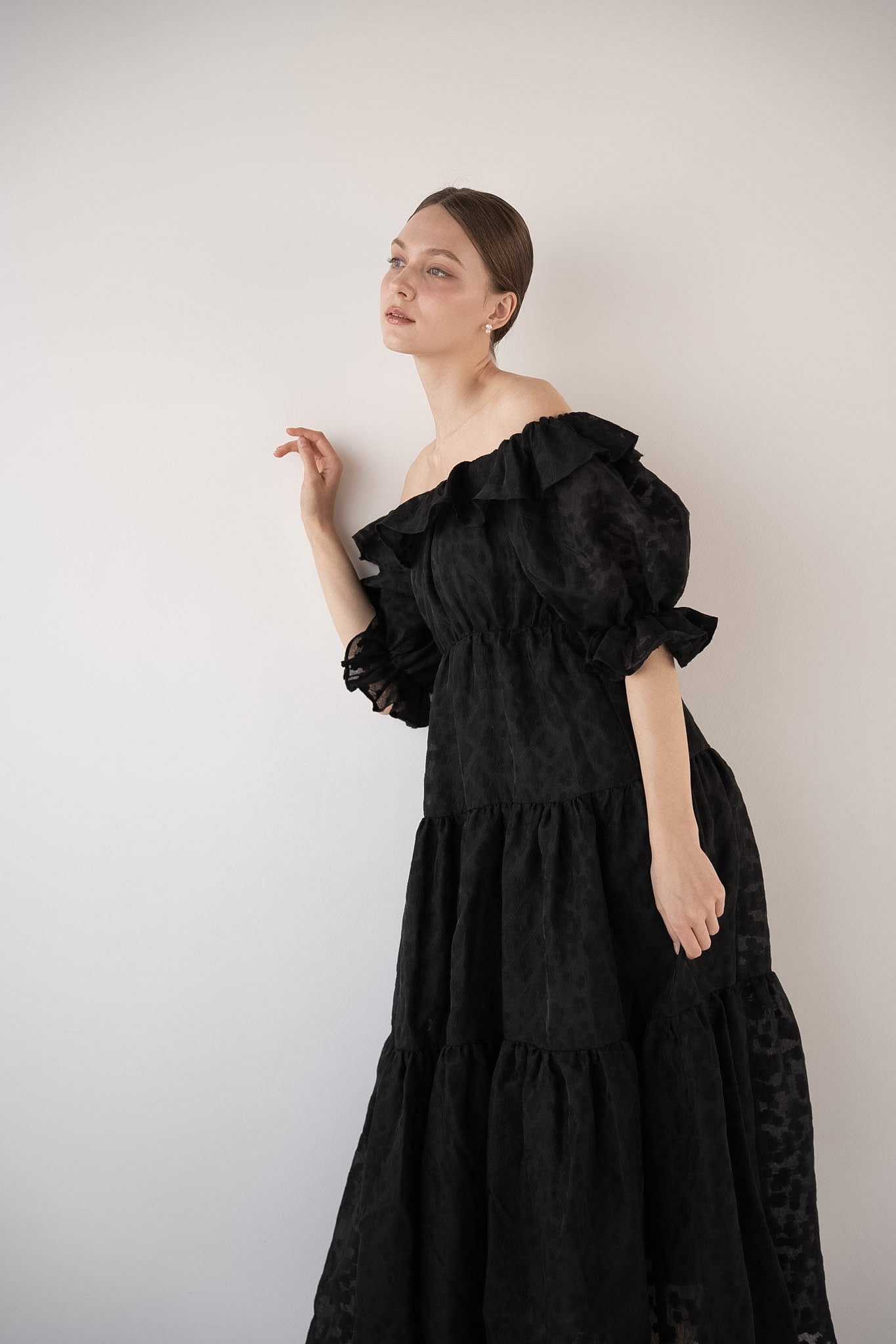 frill collar tiered one-piece