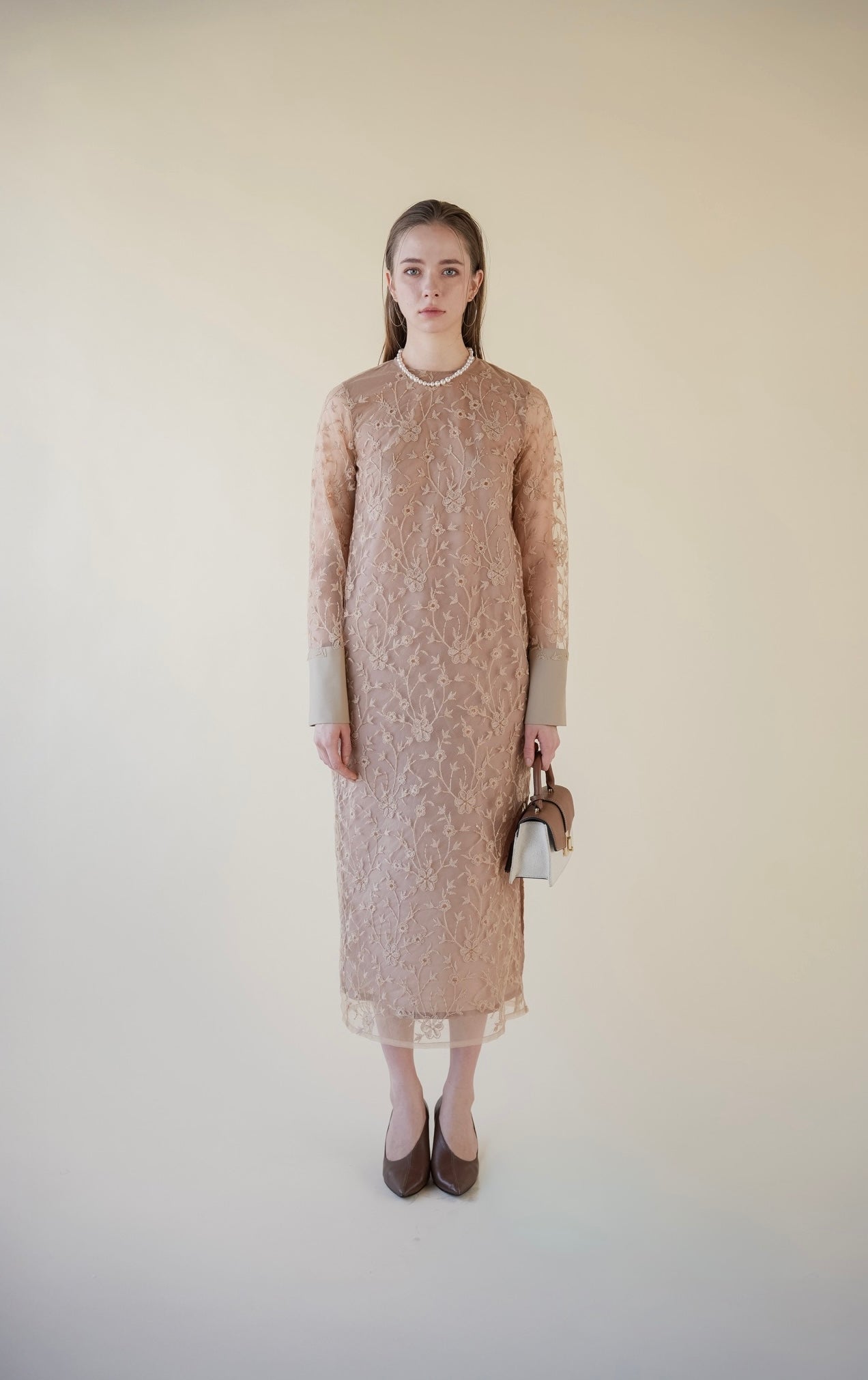 lace motif long dress