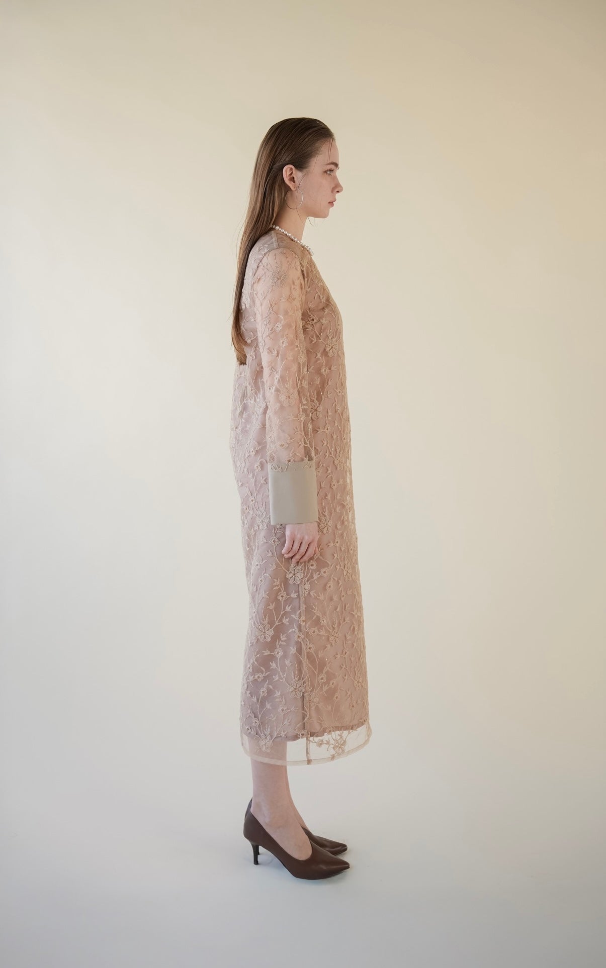 lace motif long dress