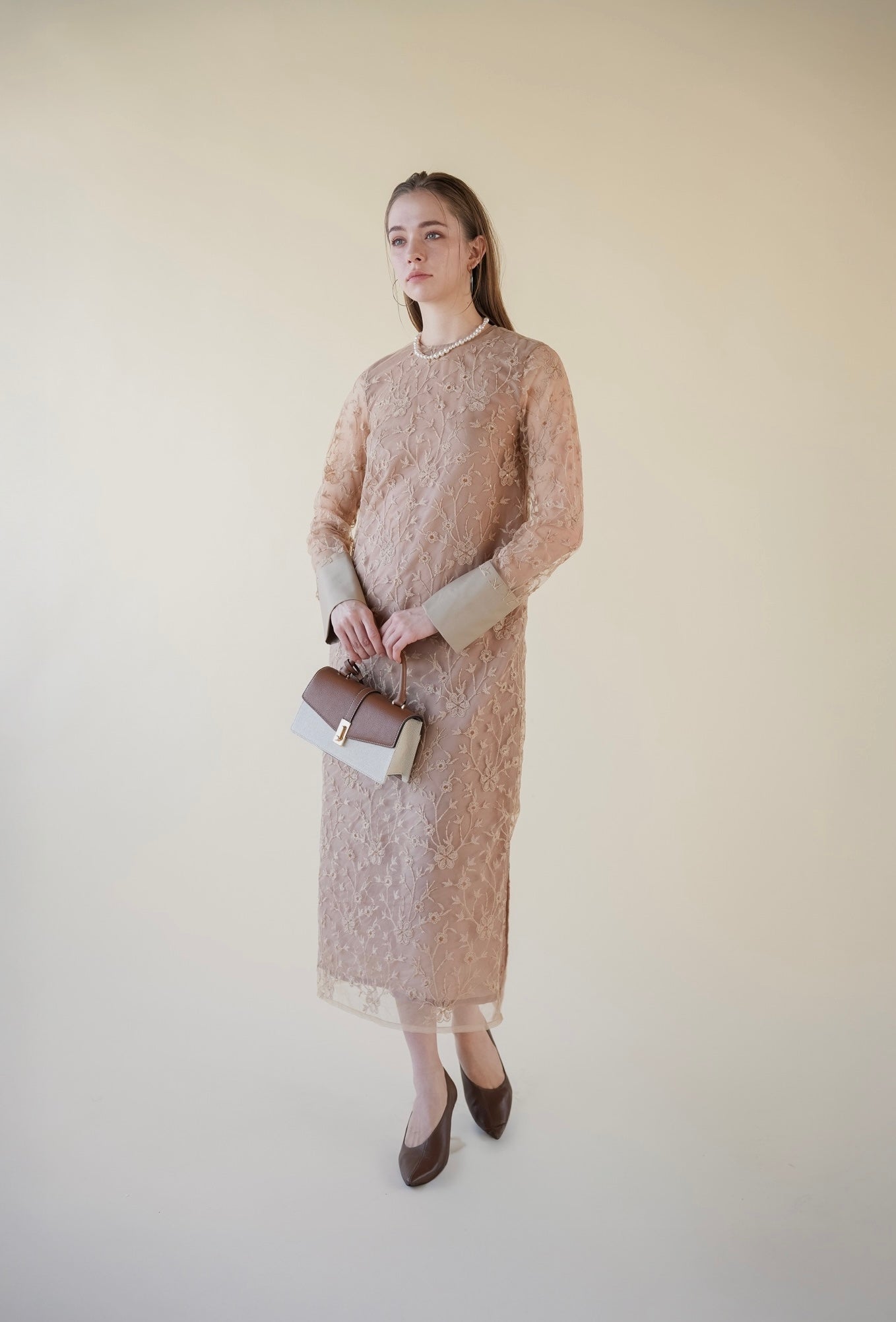 lace motif long dress