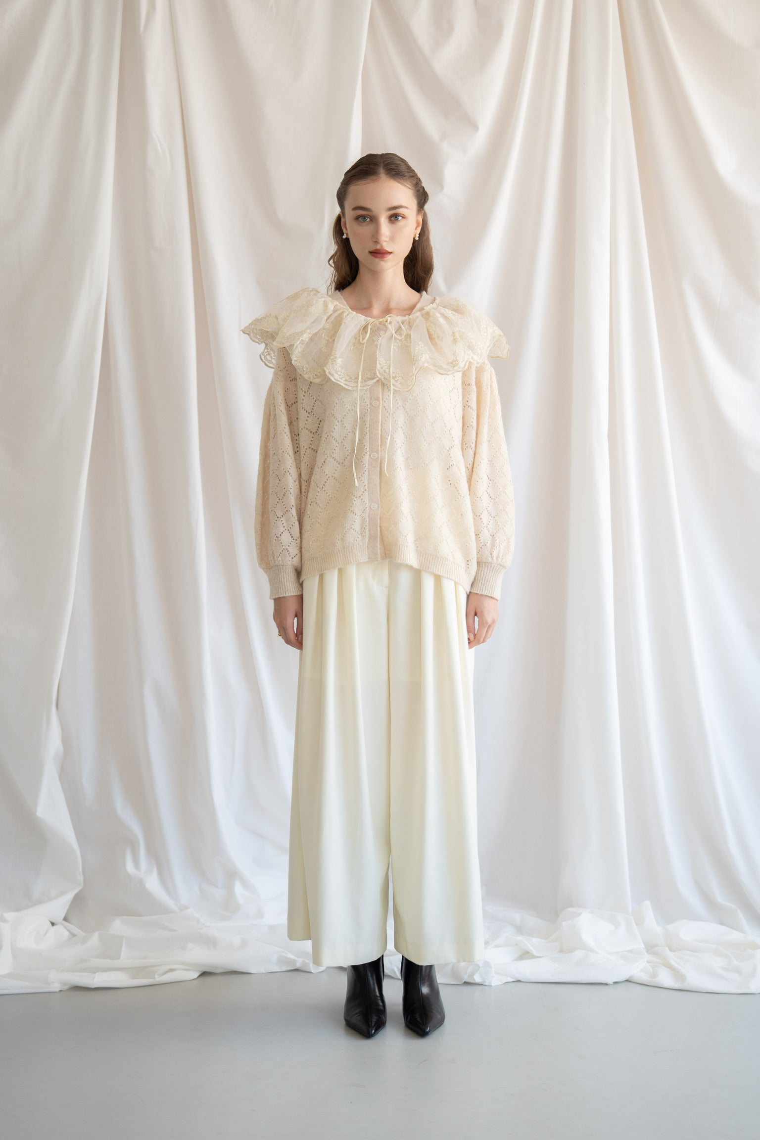 Acka. frill hand knit cardigan knit – Acka online store