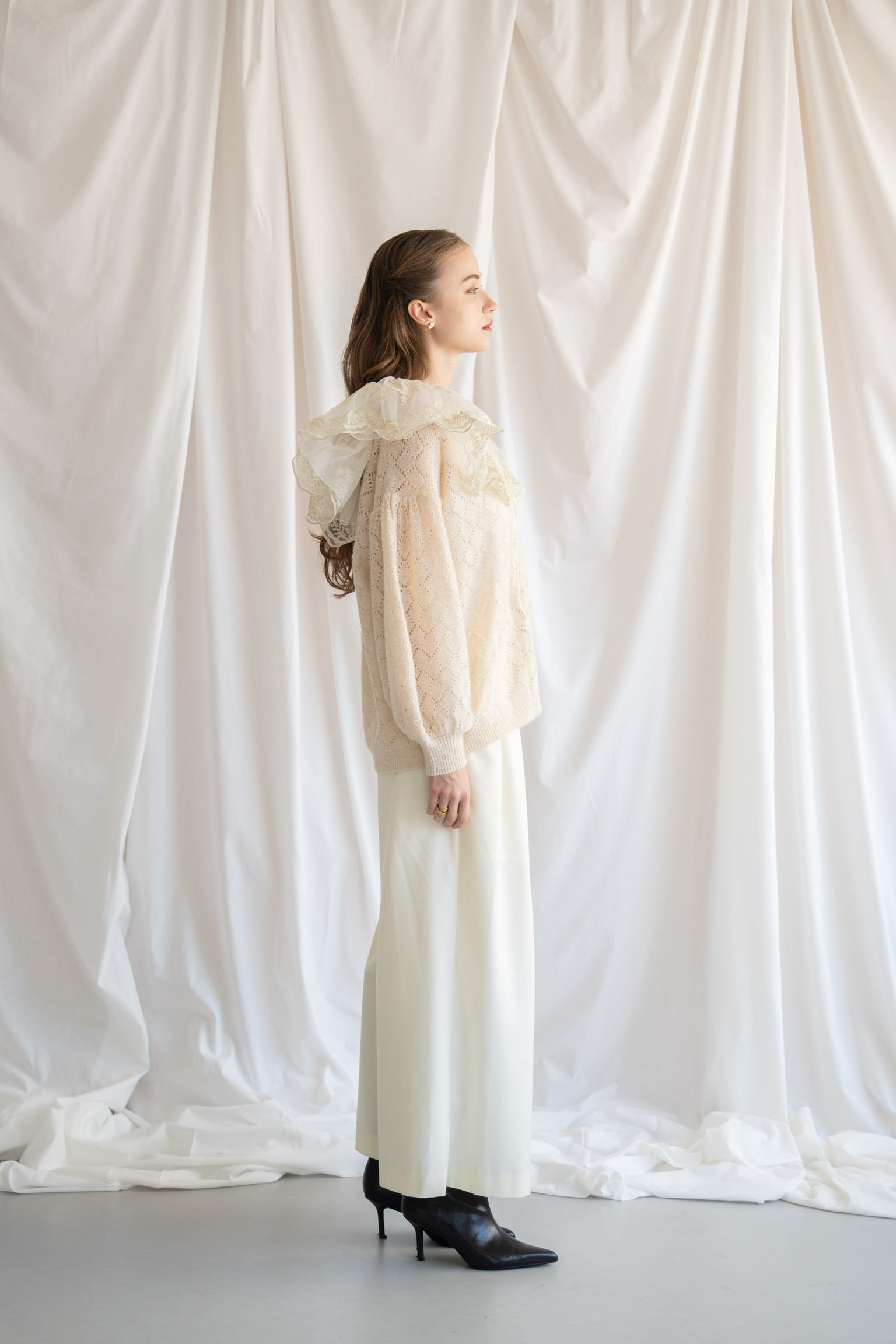 ponn　acka sheer frill knit cardigan sheer frill knit cardigan – Acka online store