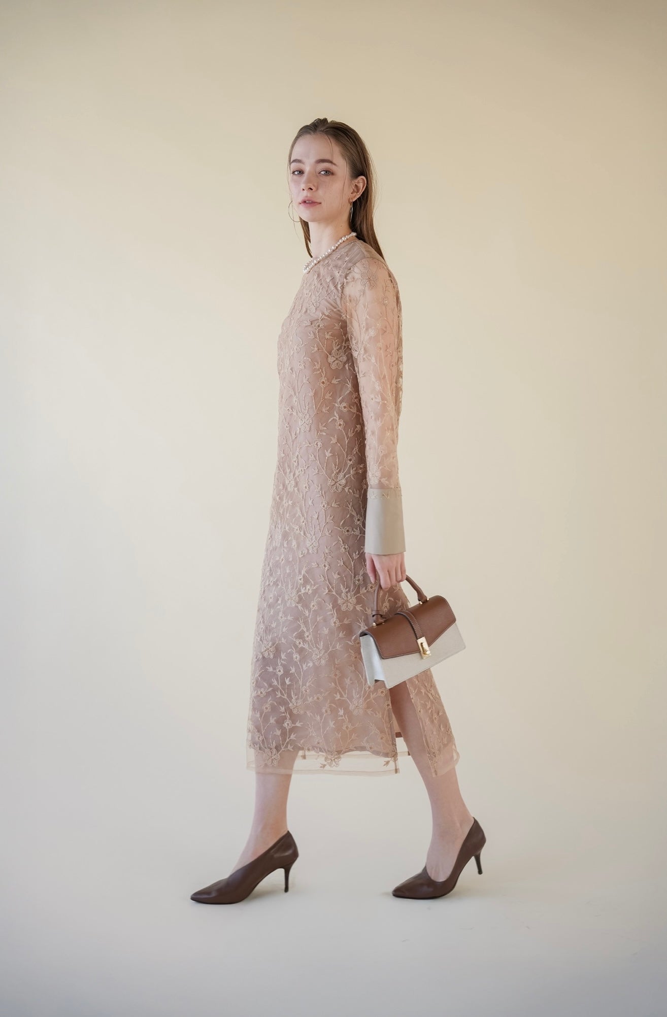 lace motif long dress