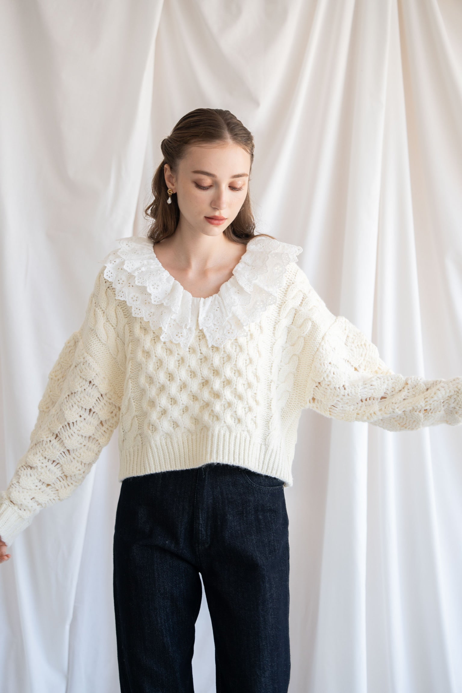 イチレイページ 手編みセーター 2点 Crochet] An easy top-down sweater with no seams ⭐︎100 yen store