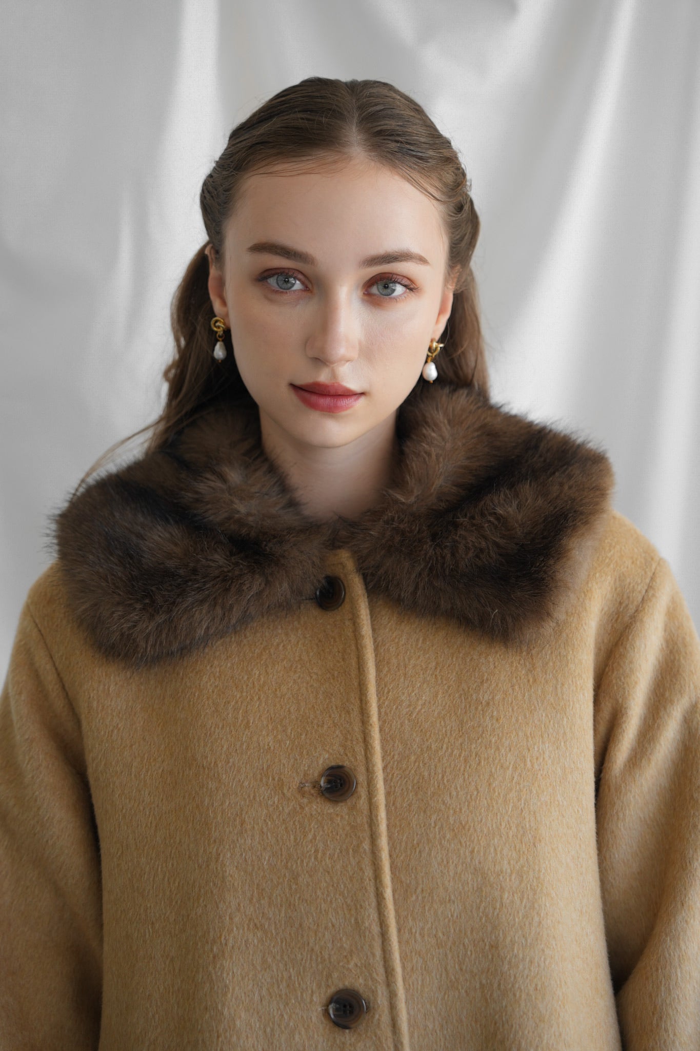 fur flare middle coat