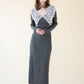lace collar knit one-piece
