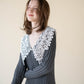 lace collar knit one-piece