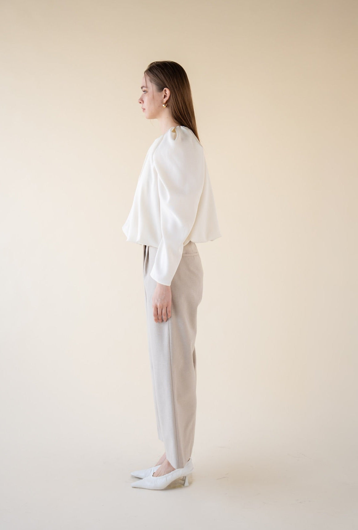 drape puff sleeve tops