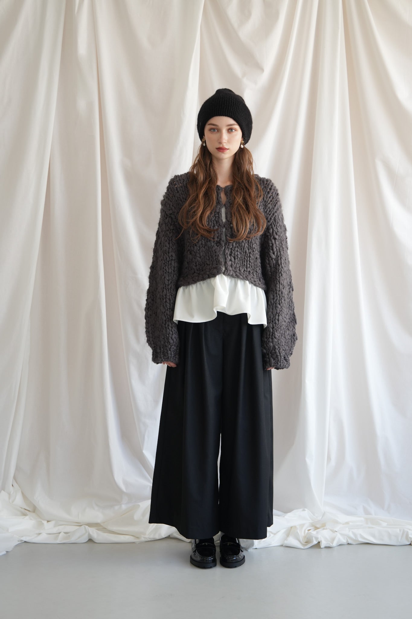 frill hand knit cardigan – Acka online store