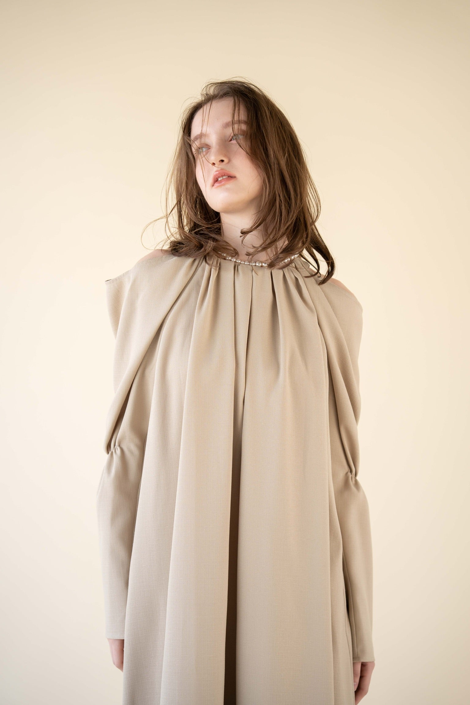 acka ワンピース Acka.AW collection 】 ・lace collar knit one-piece ( gray / black
