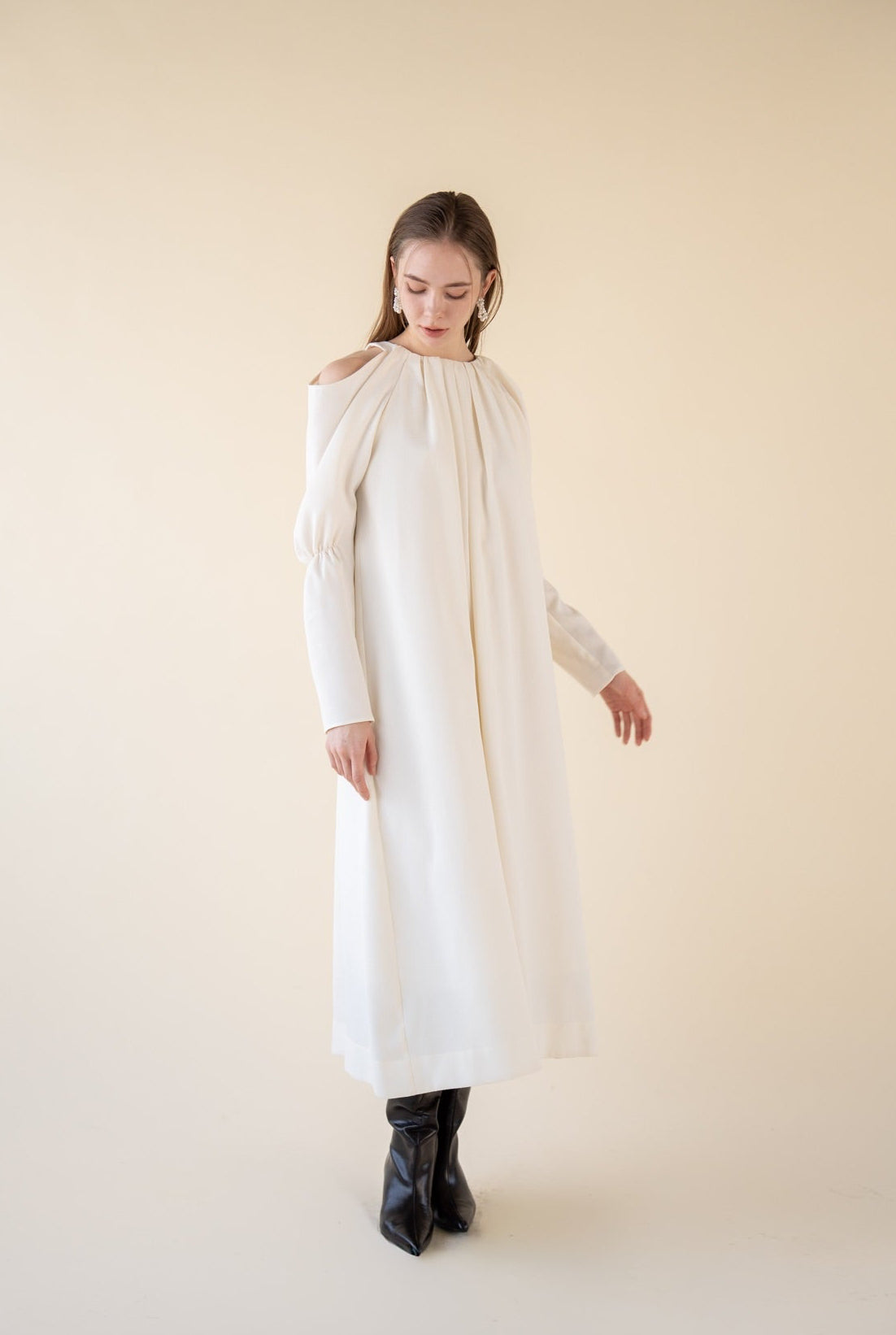 acka drape one-piece size2 ホワイト long drape one-piece – Acka online store