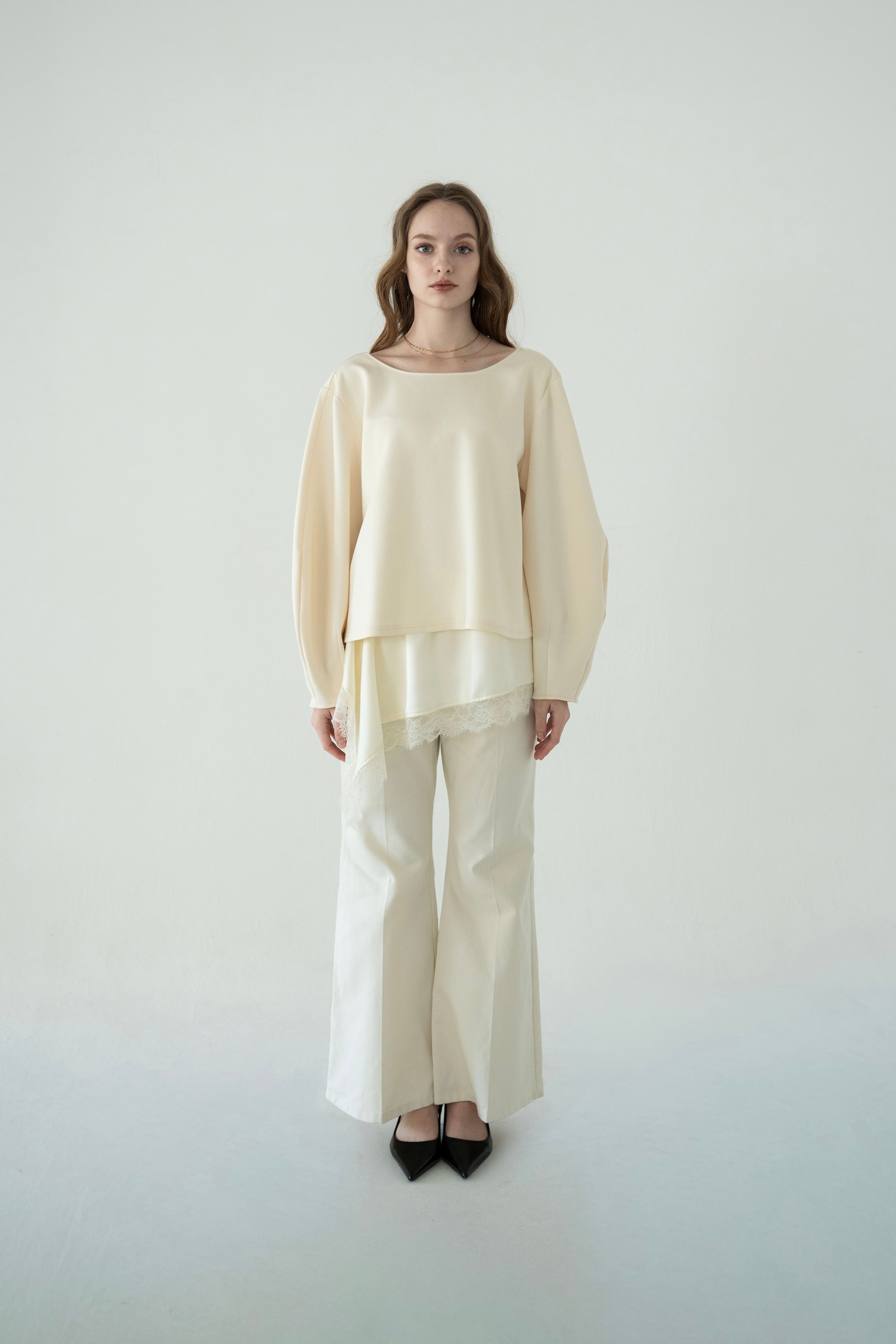 トップス Acka lace hem layered tops – Acka online store