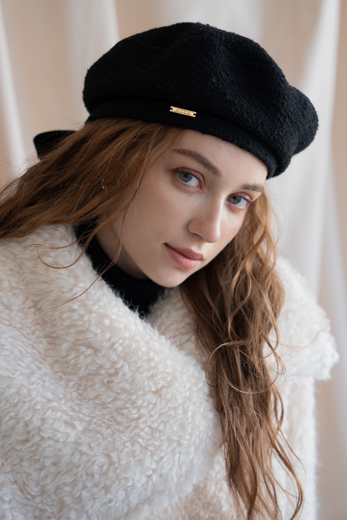 CA4LA×Acka. velour ribbon beret