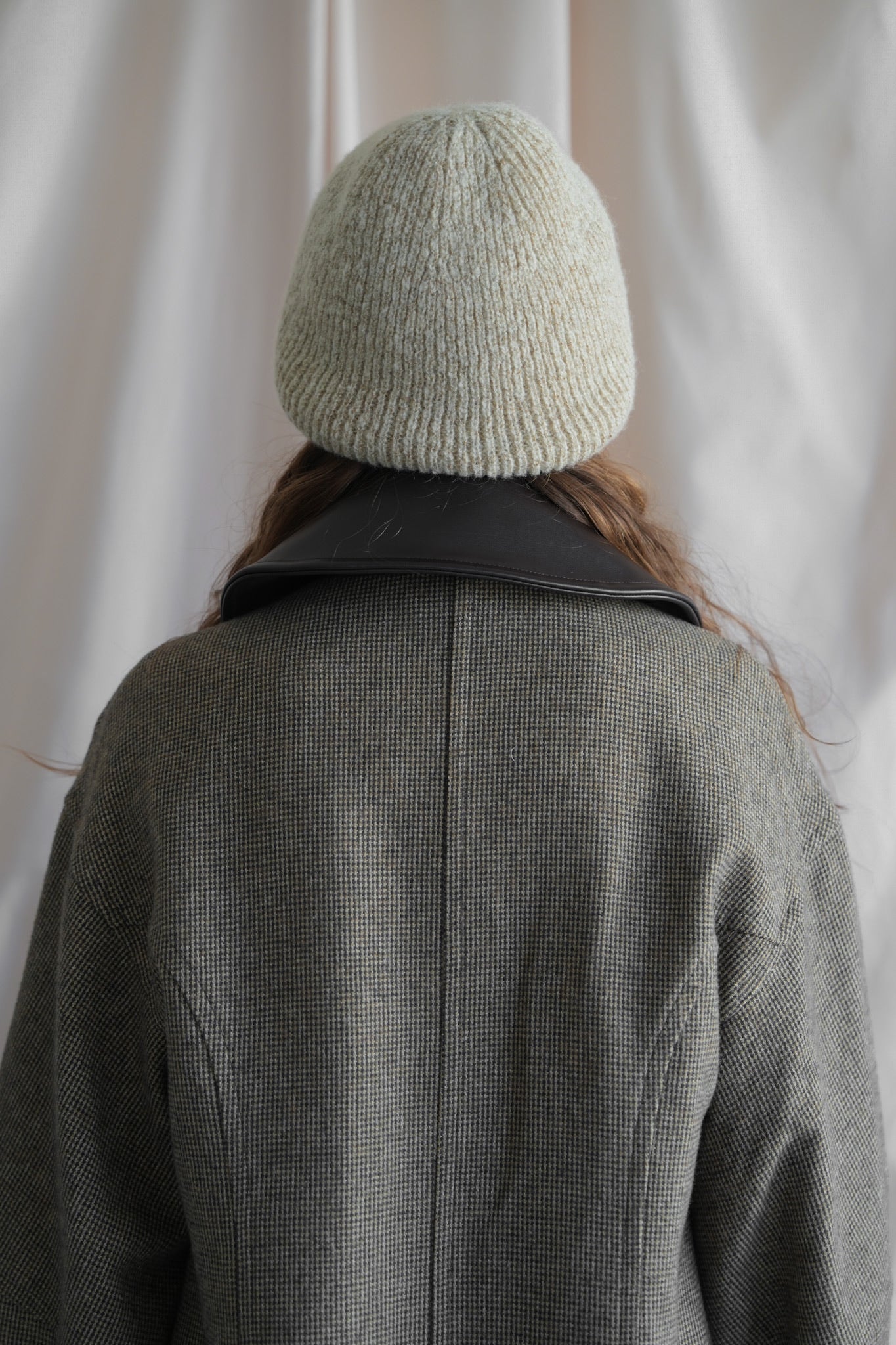 leather point check coat – Acka online store