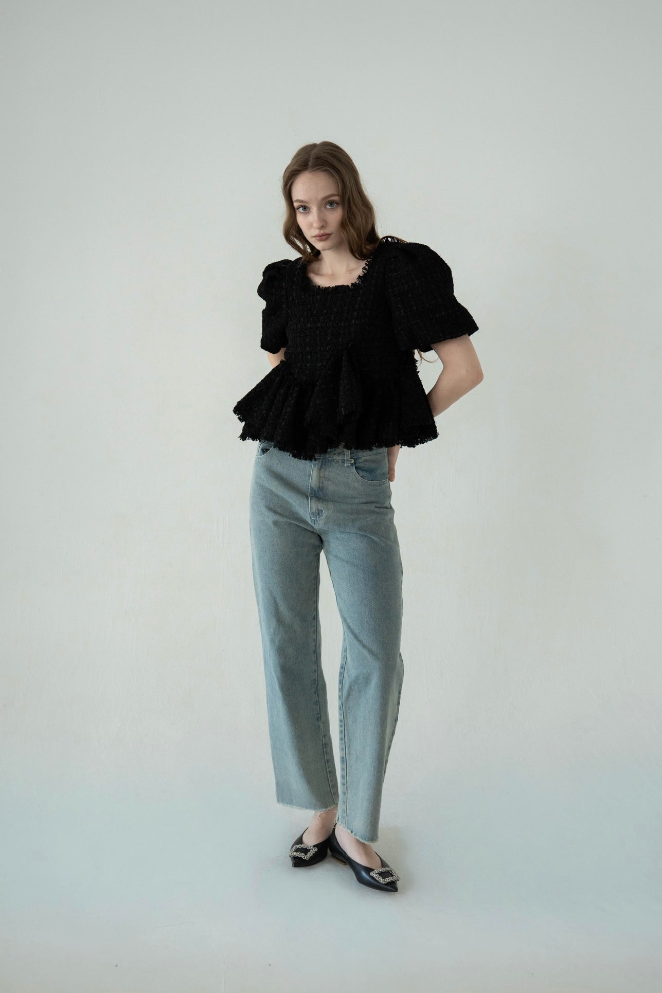 acka tweed peplum tops タグあり tweed peplum tops – Acka online store