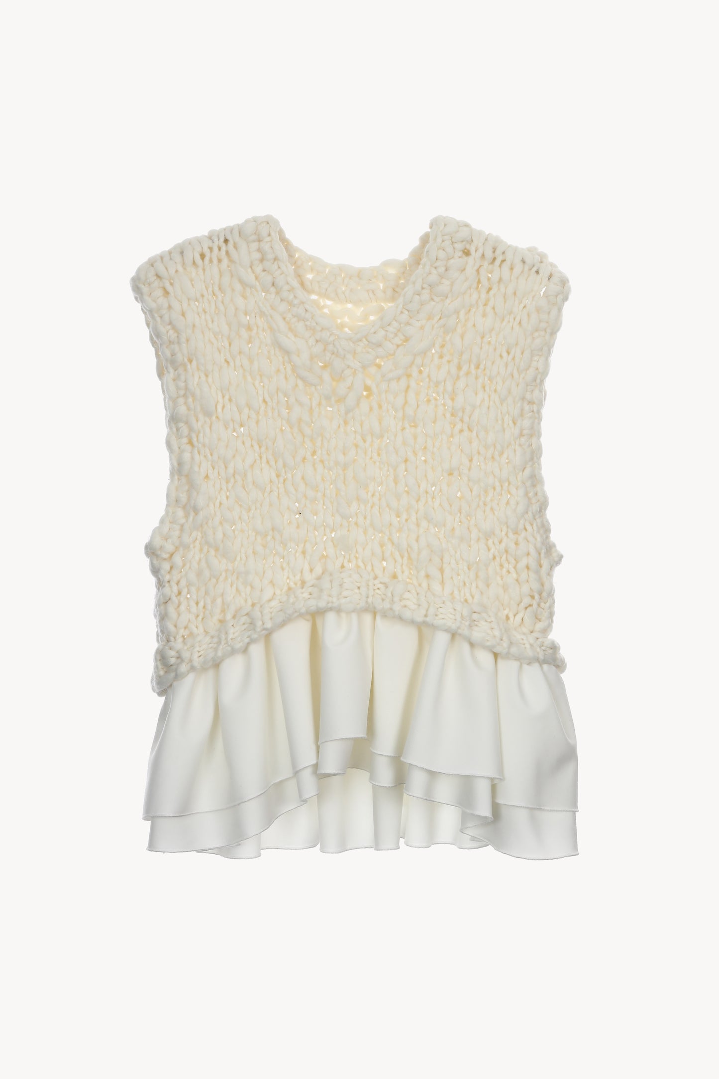 frill hand knit vest