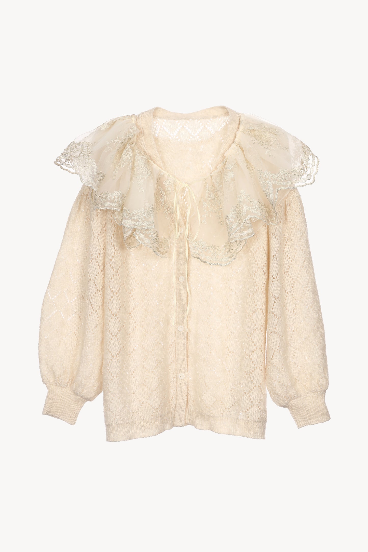 sheer frill knit cardigan
