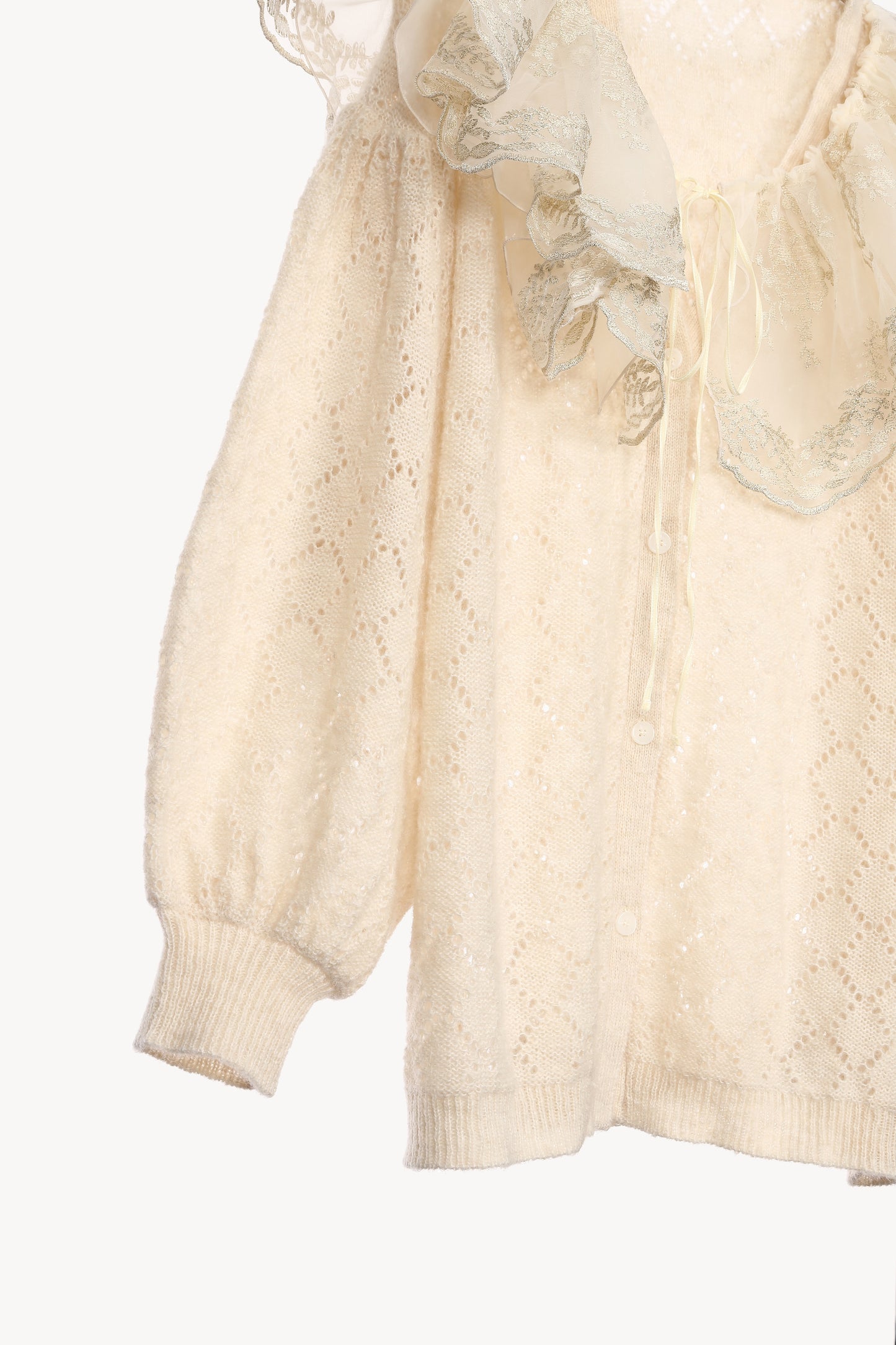 sheer frill knit cardigan