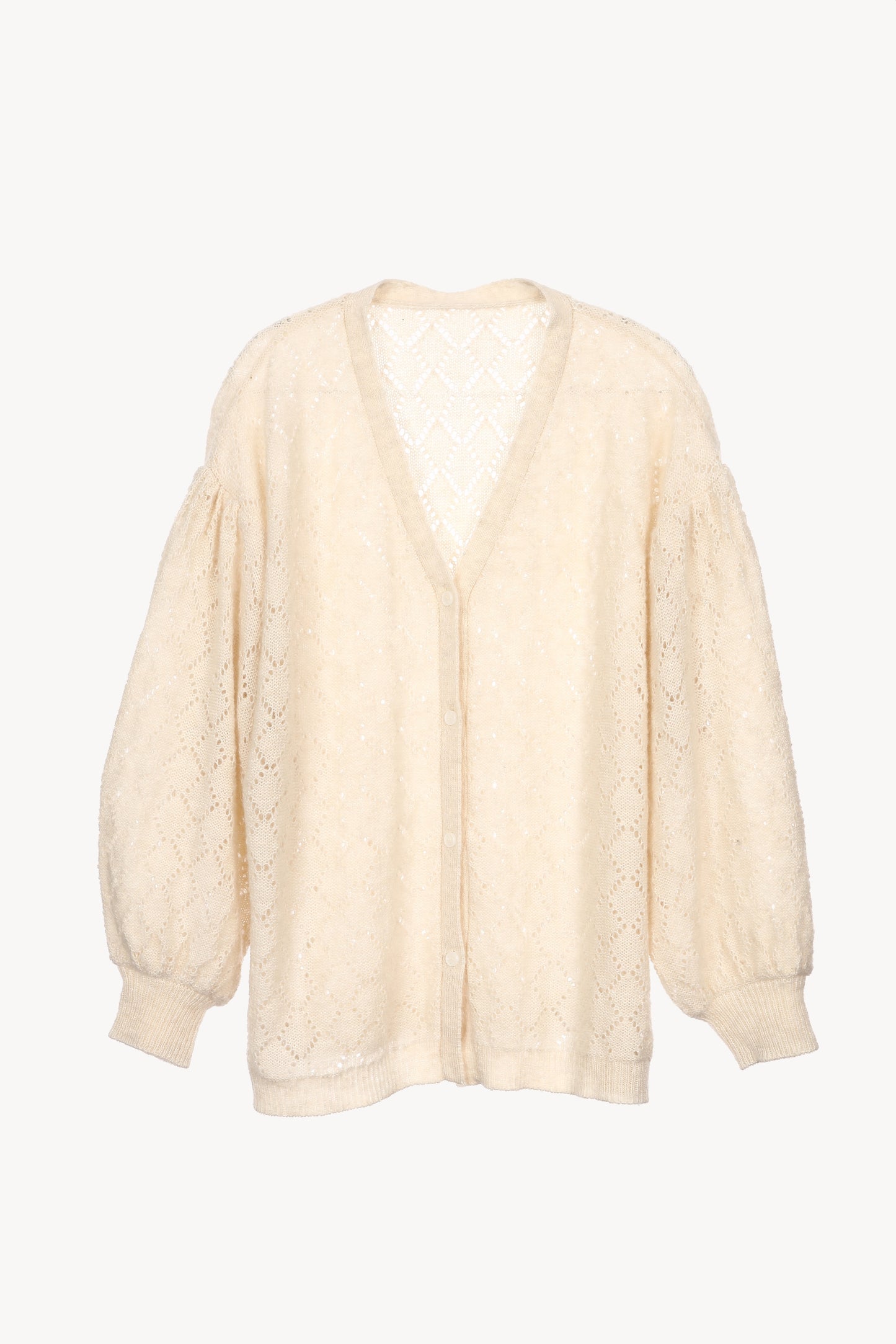 sheer frill knit cardigan