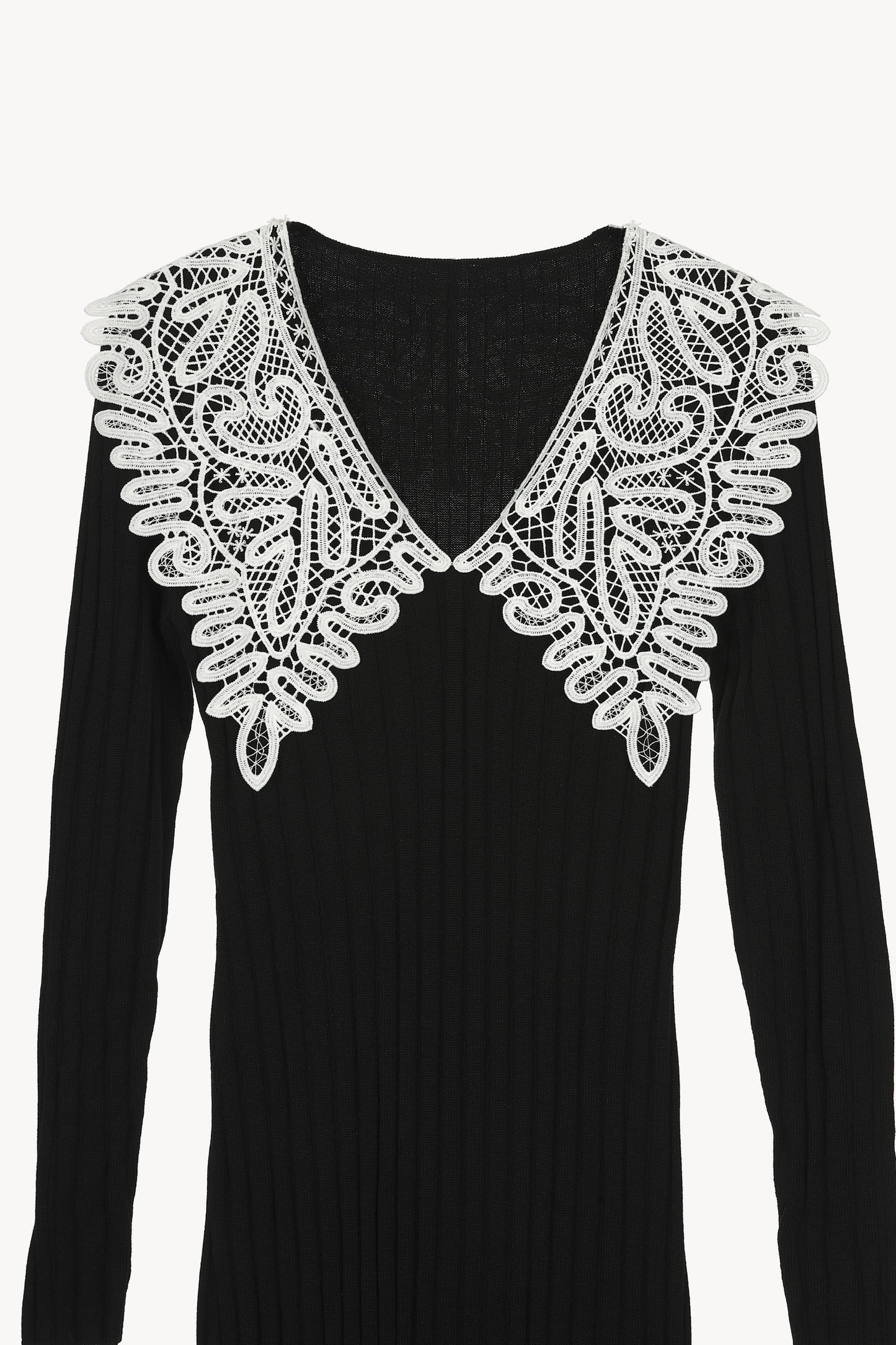 lace collar knit one-piece