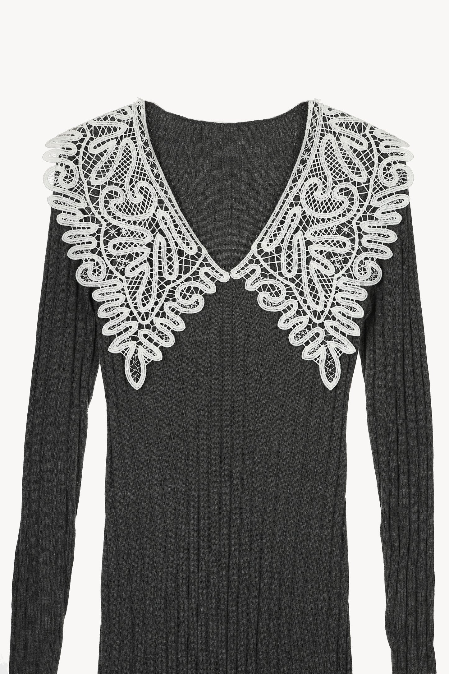 lace collar knit one-piece